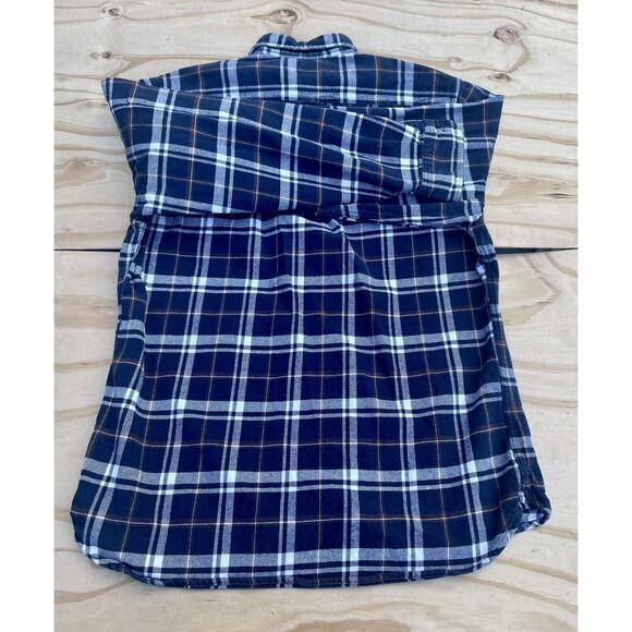 JACHS Flannel Long Sleeve Button Up Collared Men's Plaid Navy SIZE 29.5 Length - Picture 9 of 9